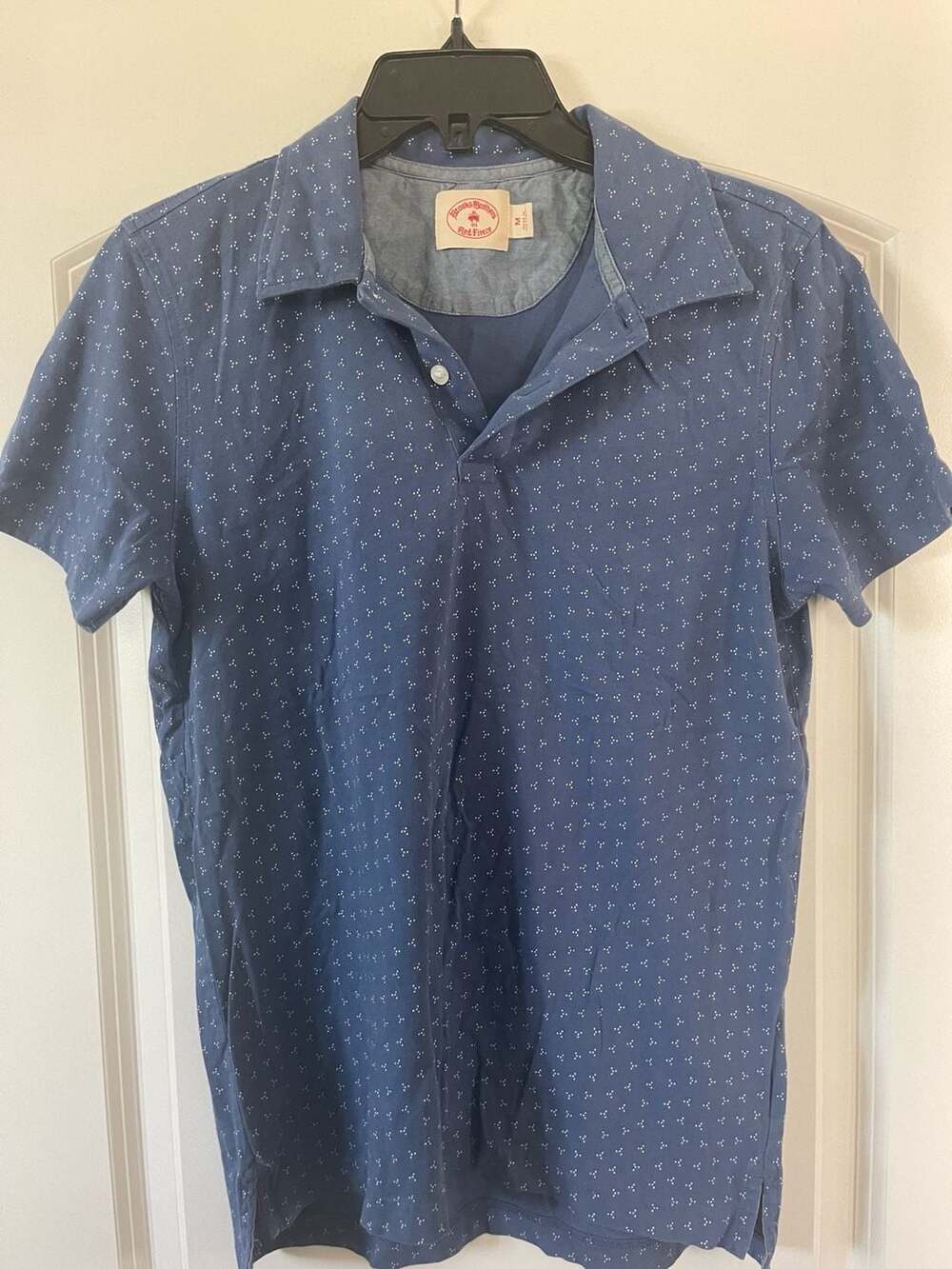 Brooks Brothers Red Fleece Polo Shirt Size M Blue White Dot